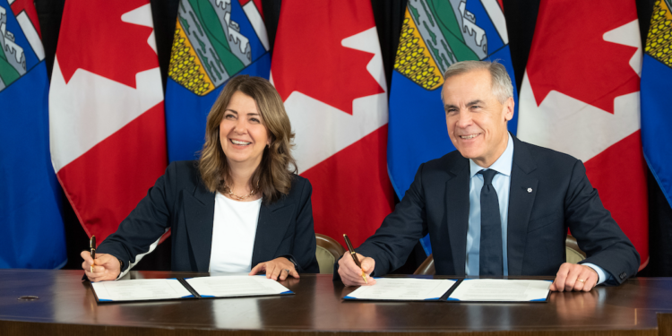 Alberta Poised For Early Election As Prince Rupert Pipeline Falters 1 Alberta Premier Danielle Smith pipeline announcement with Prime Minister Mark Carney