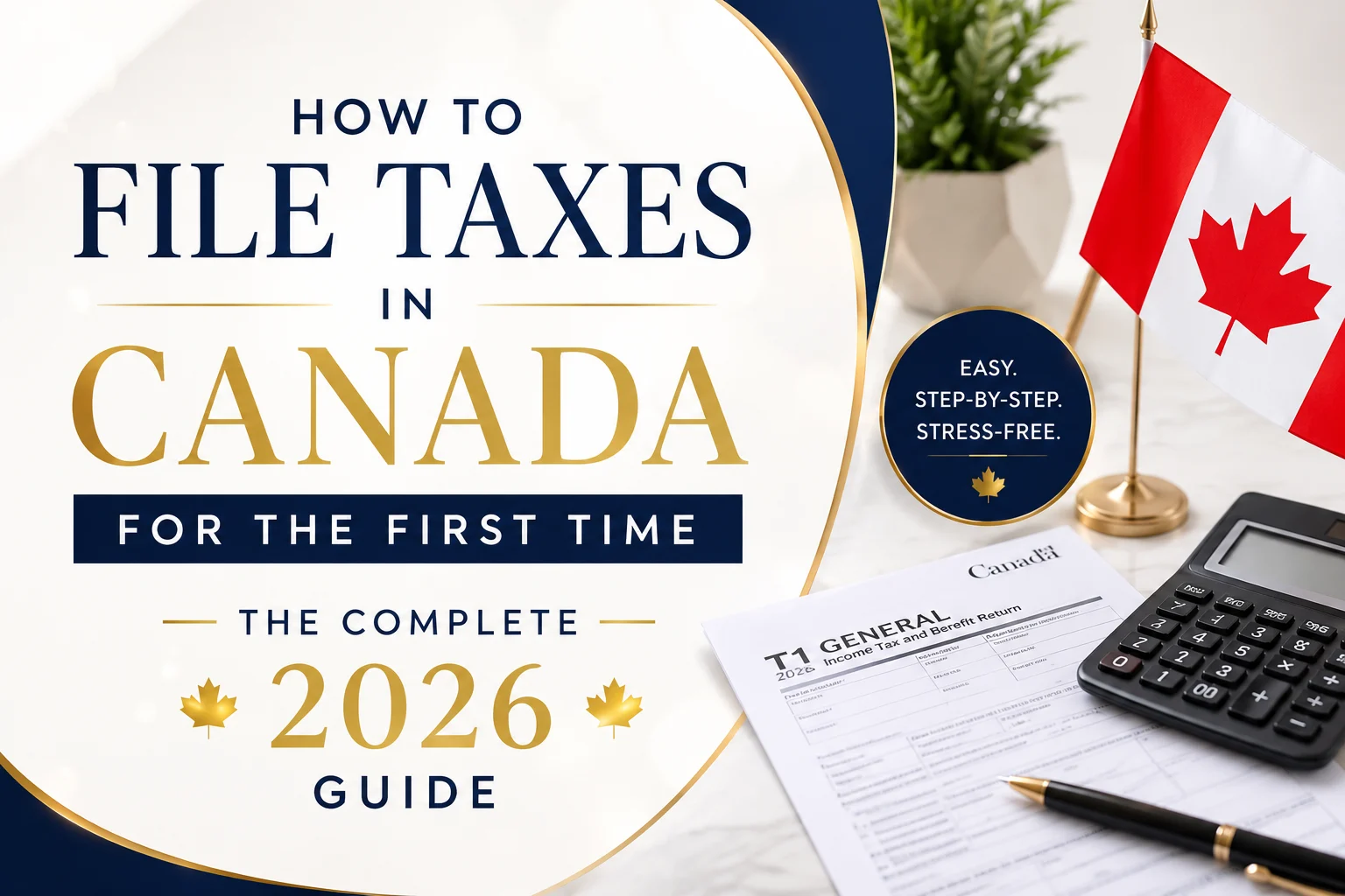 How To File Taxes In Canada For The First Time — The Complete 2026 Guide 1 Person filing Canadian taxes for the first time on laptop using CRA My Account and NETFILE in 2026