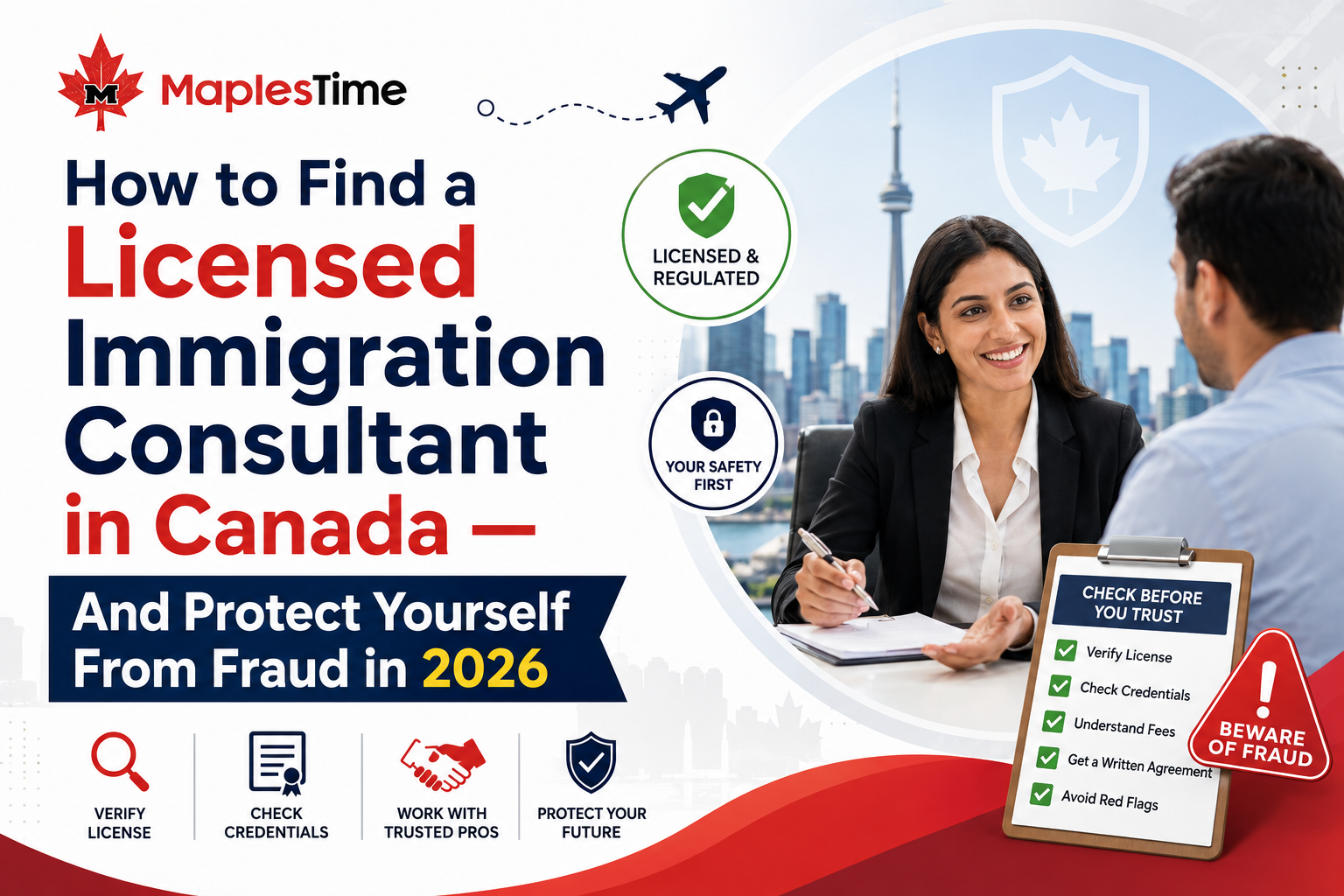 How To Find A Licensed Immigration Consultant In Canada — And Protect Yourself From Fraud In 2026 1 Person verifying immigration consultant licence on the CICC public register website in Canada 2026