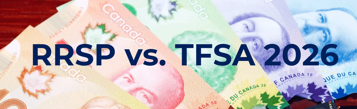 Tfsa Vs Rrsp Canada 2026 — Which One Should You Use First? 1 Canadian comparing TFSA and RRSP accounts on laptop with calculator showing 2026 contribution limits and tax savings