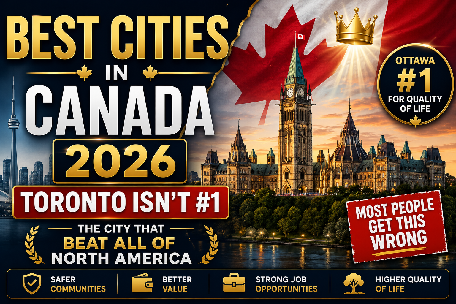 Best Cities To Live In Canada 2026 — The Honest Guide To Where Life Actually Works 1 Skyline view of Ottawa Canada ranked number one city for quality of life in North America in 2026