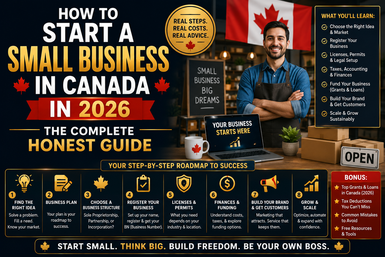 How To Start A Small Business In Canada In 2026 — The Complete Honest Guide 1 Canadian entrepreneur registering a small business online through CRA and provincial registry in 2026