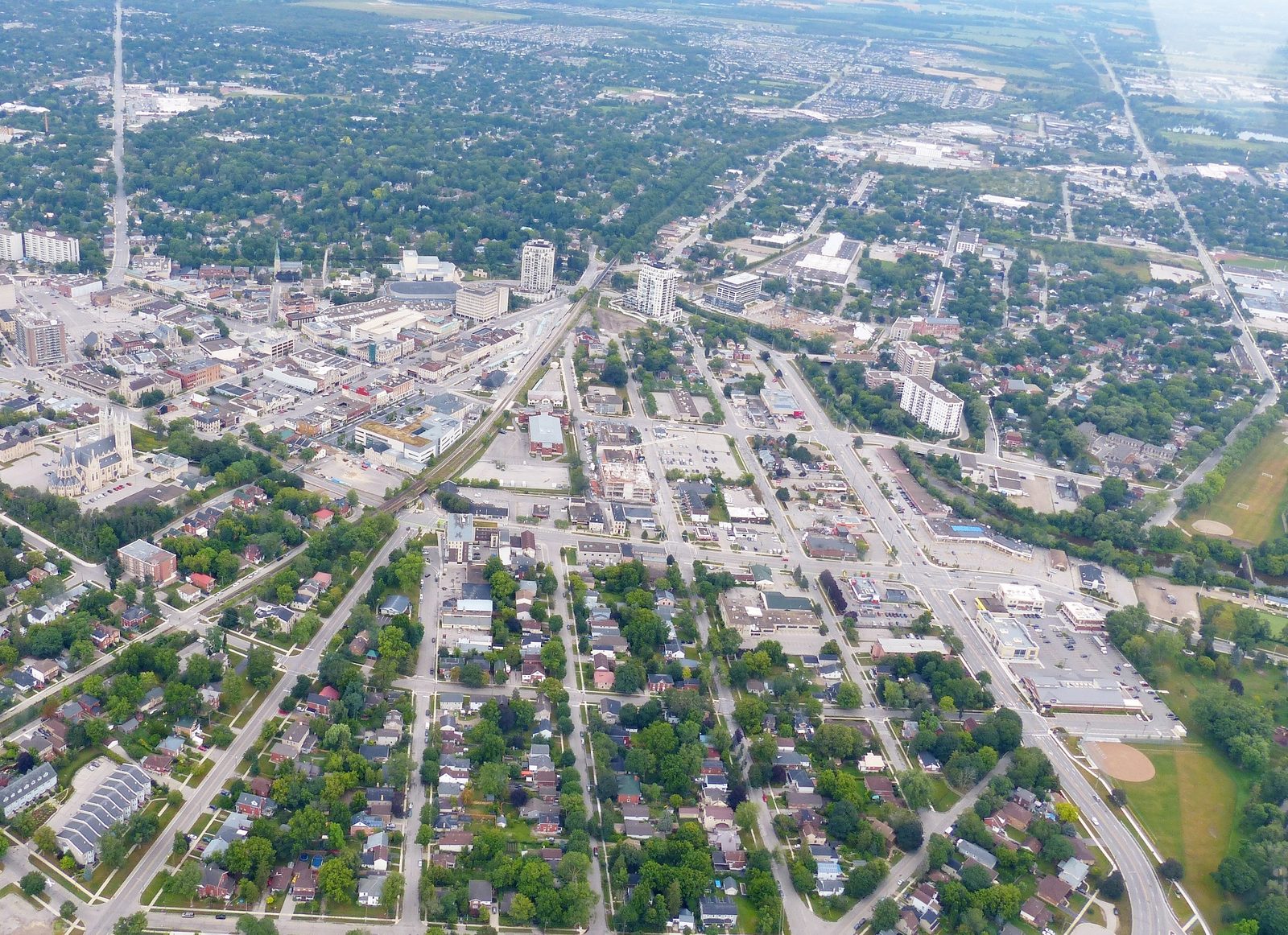 Guelph Homecoming 2026 — Street Party Devolves Into Violence, Mayor Calls It 'The Worst' 3 Aerial view of downtown Guelph during the Guelph Homecoming investigation