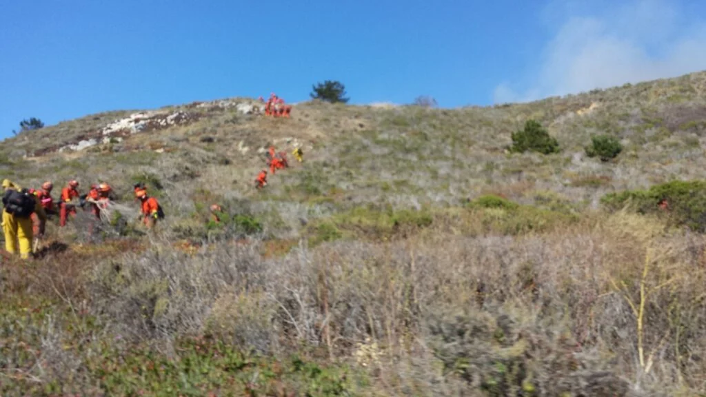 Newfoundland Wildfire Prevention Funding 2026 — Second Round Opens After Summer Blazes Wildfire firefighters in protective gear ascending a dry hillside toward smoke from a wildfire