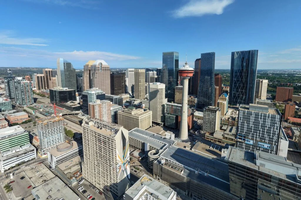 Aerial view of downtown Calgary, Alberta, home to ATCO and Canadian Utilities in the Emera-ATCO merger