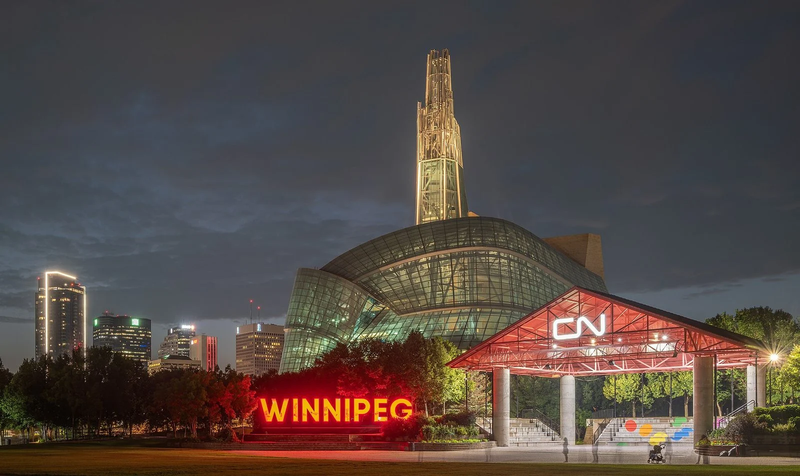 Grifols Winnipeg Plasma Centre Reopens 2026: Two Months After The Shutdown That Shocked Donors 2 Grifols Winnipeg Plasma: downtown Winnipeg at night with the Canadian Museum for Human Rights