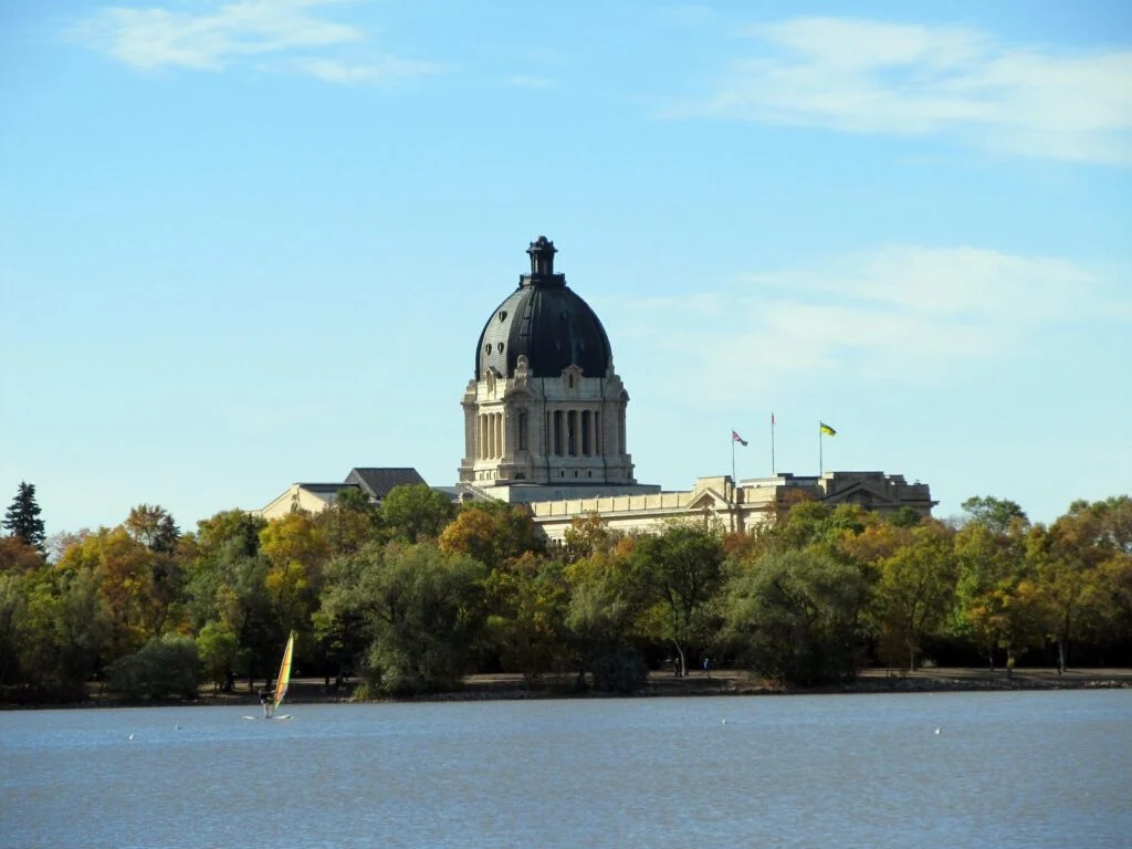 Saskatchewan Legislative Building in Regina, where flags were lowered to half-mast after Ken Krawetz died at 75