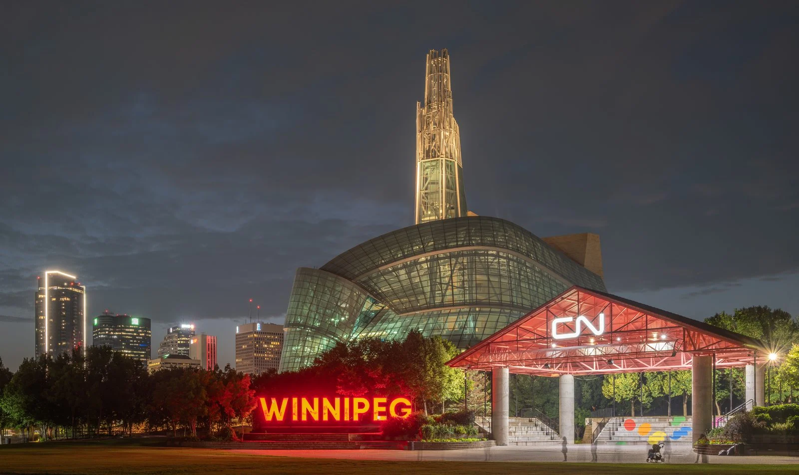 Manitoba Pnp Draw 2026 — 1,304 Skilled Workers Invited In The Province'S Biggest Recent Round 3 Canadian Museum for Human Rights and the Winnipeg skyline at night, a symbol of welcome for Manitoba PNP draw newcomers