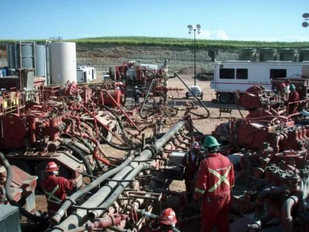 New Brunswick Natural Gas Review 2026 — Public Survey On The Fracking Moratorium Closes Oct. 23 New Brunswick natural gas review: a hydraulic fracturing operation in progress — the technique covered by the province's 2014 moratorium
