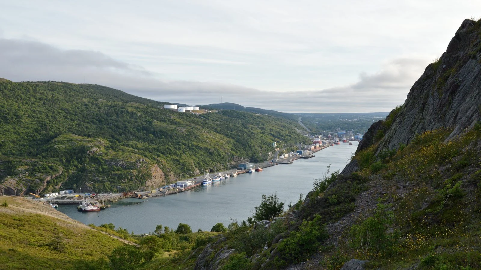 Newfoundland Productivity Mega Deduction 2026 — Thompson Pitches Business Tax Win To Paradise 3 St. John's Harbour, Newfoundland, home port for the marine firms targeted by the Productivity Mega Deduction
