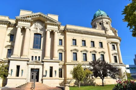 Virginia Blatz Lawsuit 2026 — Family Sues Morden Dentist Over Wisdom-Tooth Death The Winnipeg Law Courts Building, home to Manitoba's Court of King's Bench where the Virginia Blatz Lawsuit was filed