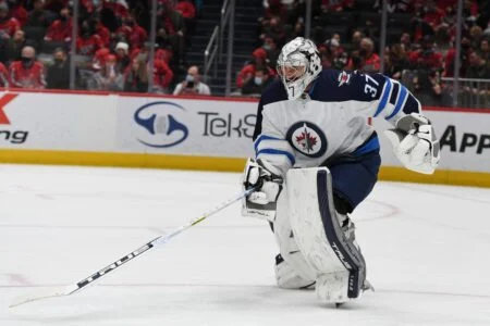 Winnipeg Jets Season Opener 2026 — Bruins At Canada Life Centre Tonight As Scheifele Chases Hawerchuk Winnipeg Jets goaltender Connor Hellebuyck in action during an NHL game
